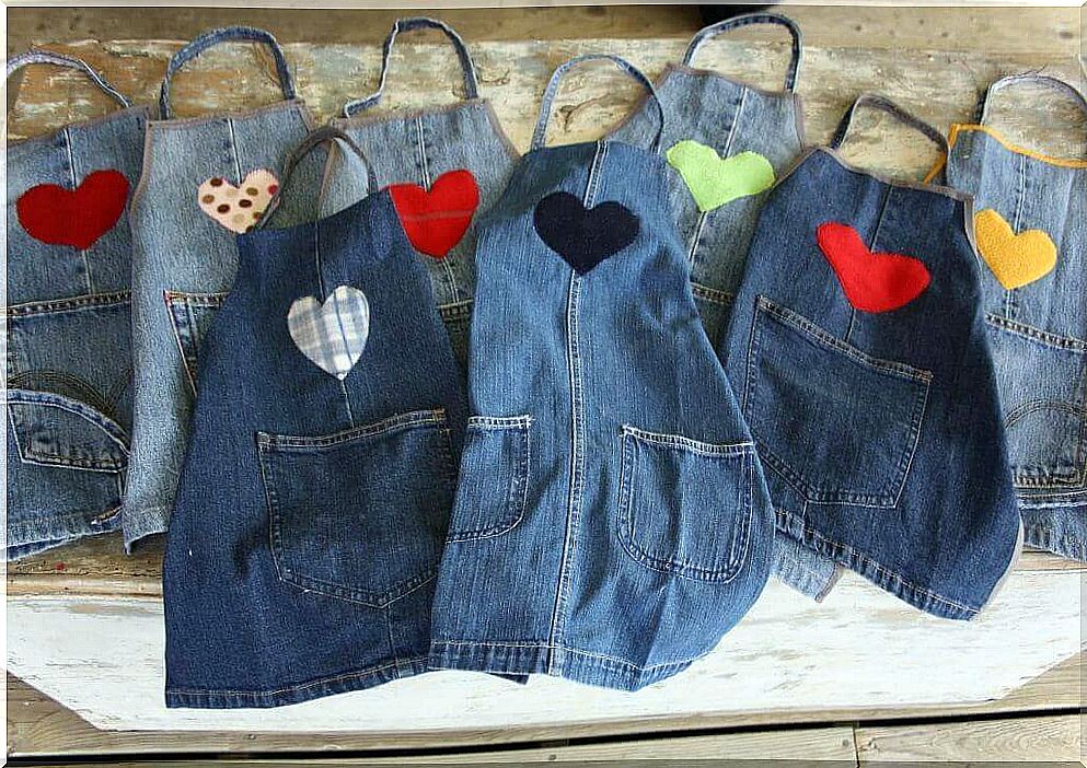 aprons made with old jeans