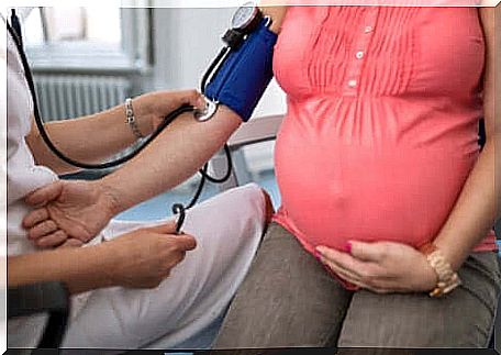 A blood pressure test during pregnancy.